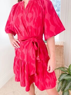Oliphant Raglan Belted Mini Tashkent Red Size Large NWT